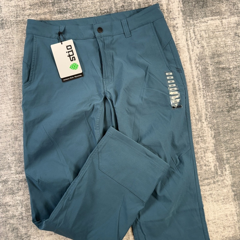 Stio Coburn Pants Men 33S Blue Stretch Twill Hiking Climbing Water Repellent NEW